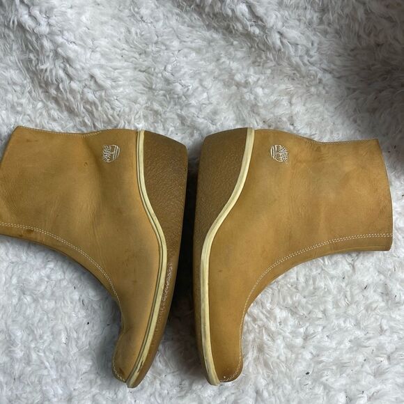 Timberland leather wheat Nubuck ankle wedge boots side zipper size 7.5M - Picture 5 of 14